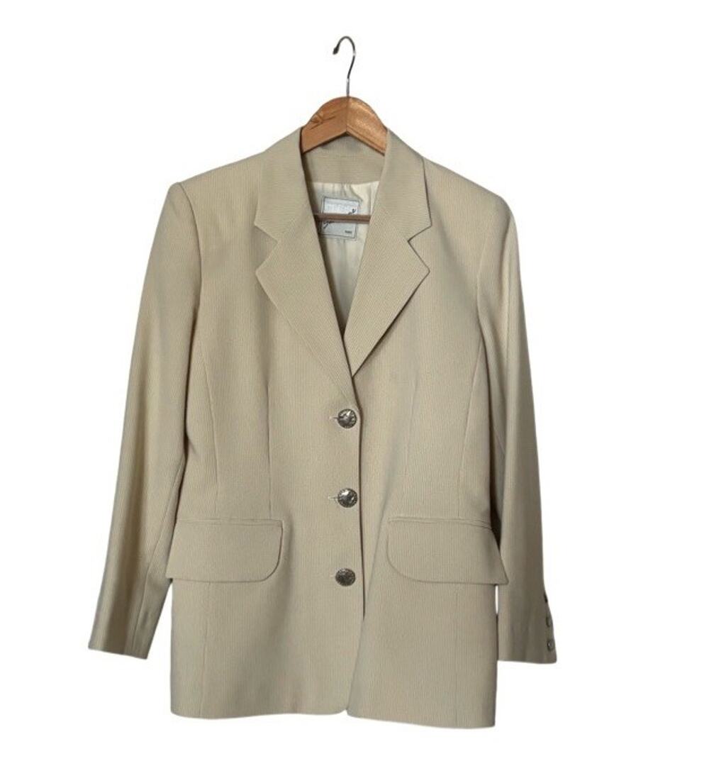 Sinequanone Blazer Cream Beige Size 38 US 6 Pinstripe Made In France Office